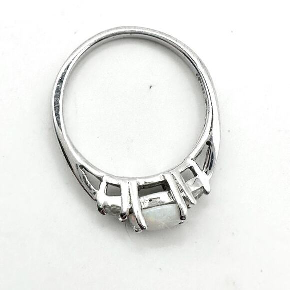 Avon Sterling Silver Opal Stacking Ring Size 5 Vintage Retro Casual Preppy - Picture 9 of 11